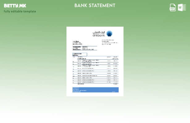 модерен стил Катар Ахли банка извод шаблон ексел